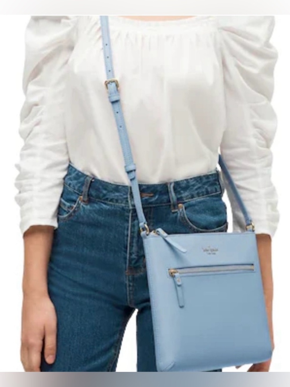 Kate Spade Sadie North South Crossbody Bag in Light Blue Silver Hardware EUC - Picture 9 of 9